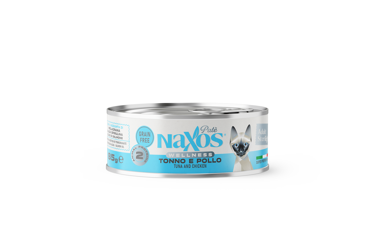 NAXOS CAT STERILIZED - tuńczyk i kurczak - puszka dla kotów sterylizowanych 85g