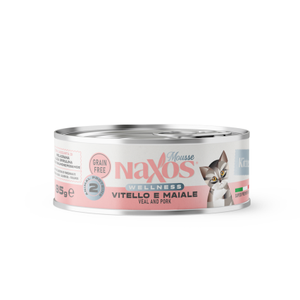 NAXOS CAT KITTEN - cielęcina i wieprzowina - puszka dla kociąt 85g