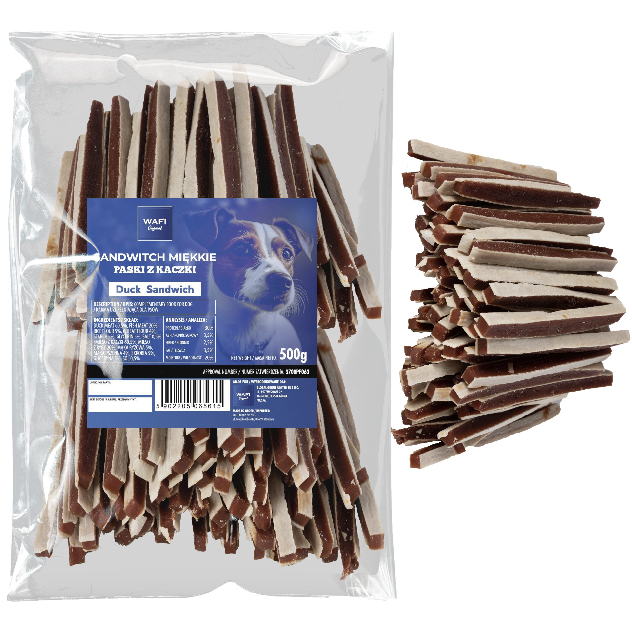 WAFI SANDWICH - Miękkie paski z kaczki - 500G - obrazek 2